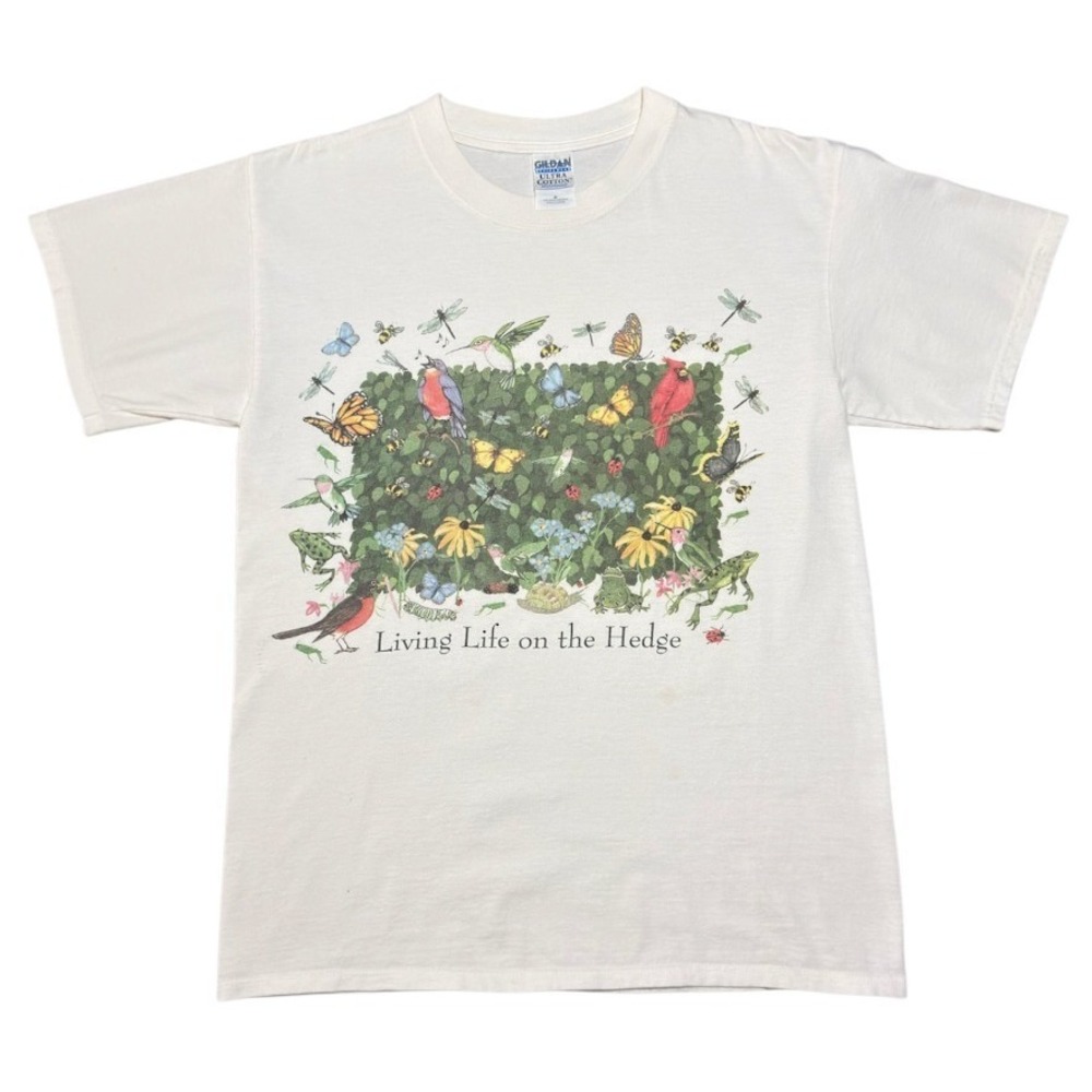 Vintage 90s Living Life on the Hedge Animal Nature Art Cottage Graphic T-shirt